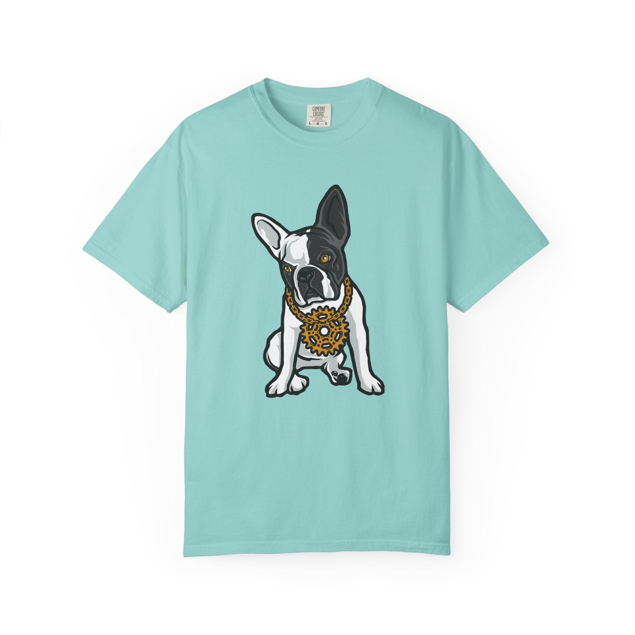 Cartoon French Bulldog with Gear Necklace Cool Dog T-Shirt - Sinful Threads