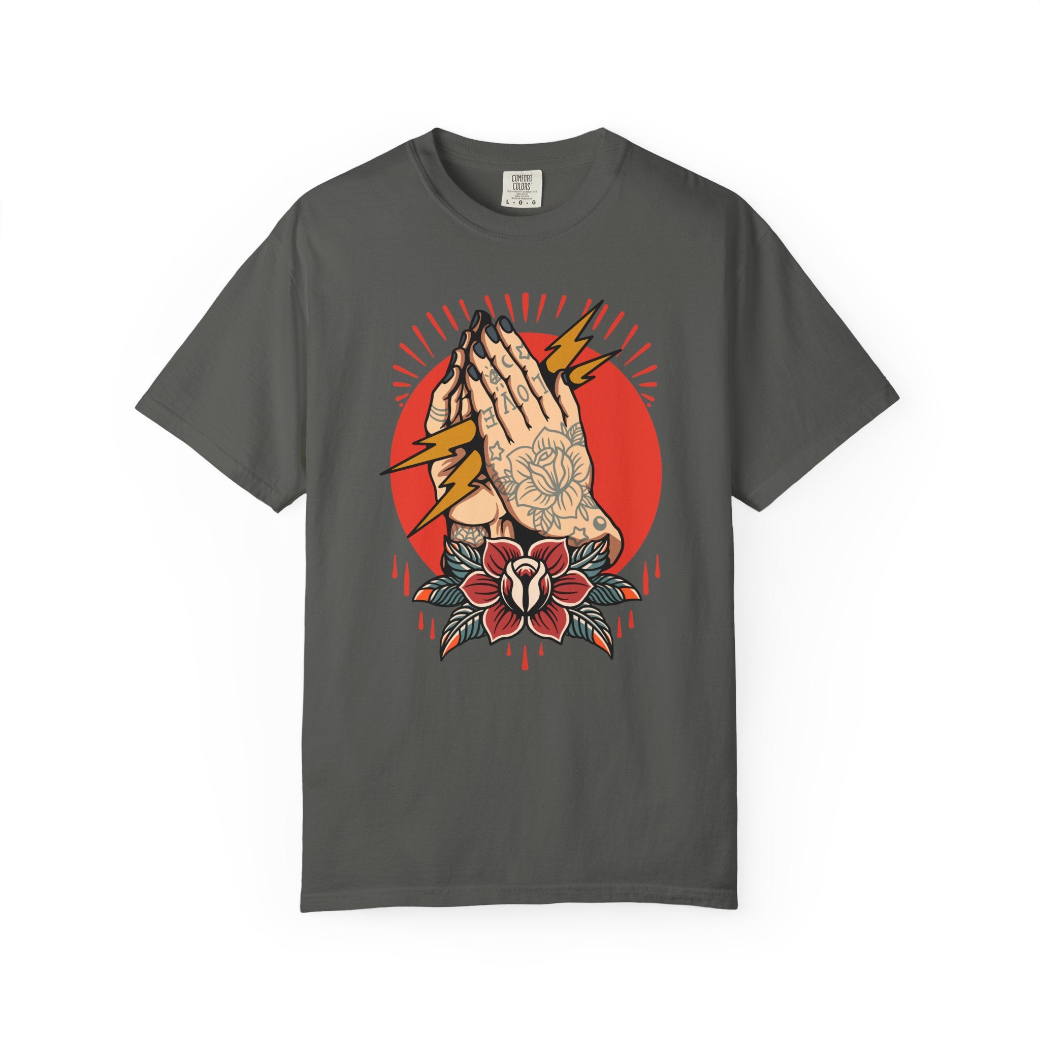 Praying Hands Shirt - Traditional Flash Art Tee - Tattoo Gift - Sinful Threads