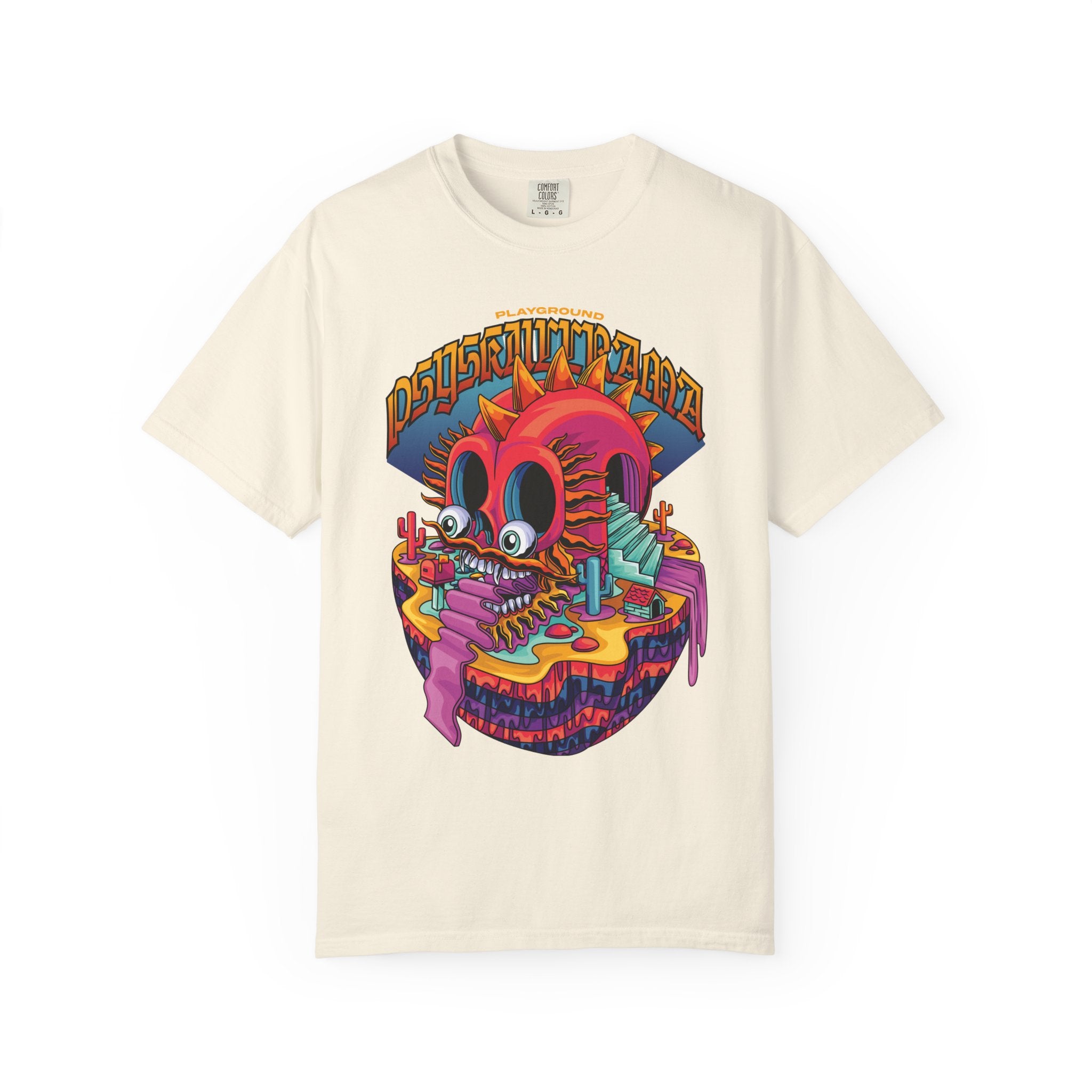 Surreal Skull Playground Tee – Weirdcore Skull Shirt – Colorful Art - Sinful Threads