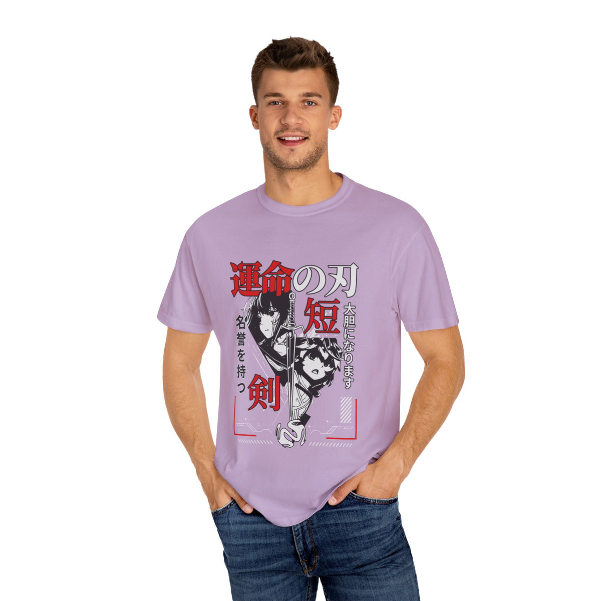Anime Manga Tee - Black White Sword Design - Japan Gift
