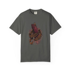 Pray Hard Hands Illustration Graphic Design Art T-Shirt - Sinful Threads