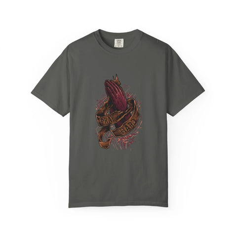 Pray Hard Hands Illustration Graphic Design Art T-Shirt - Sinful Threads