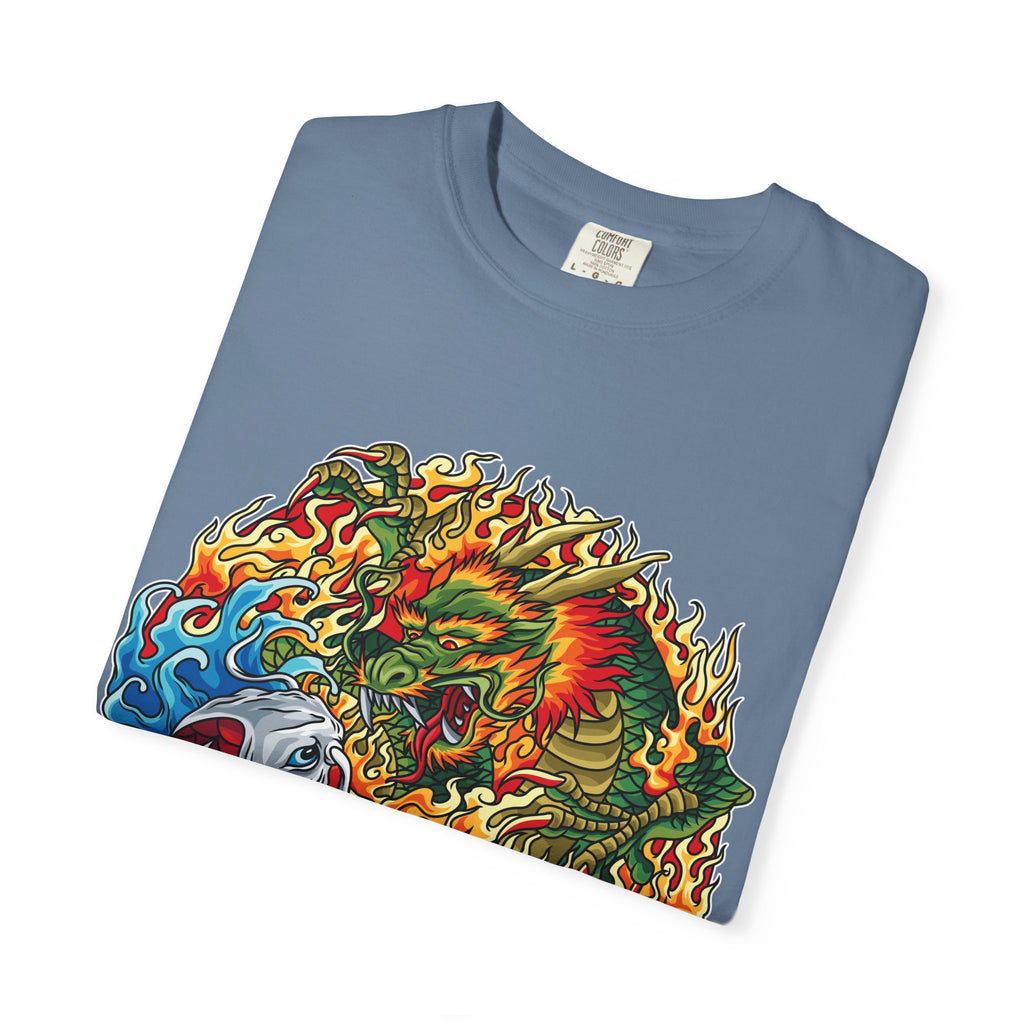 Japanese Dragon Tee - Fire Water Mythical - Koi Art Gift - Sinful Threads