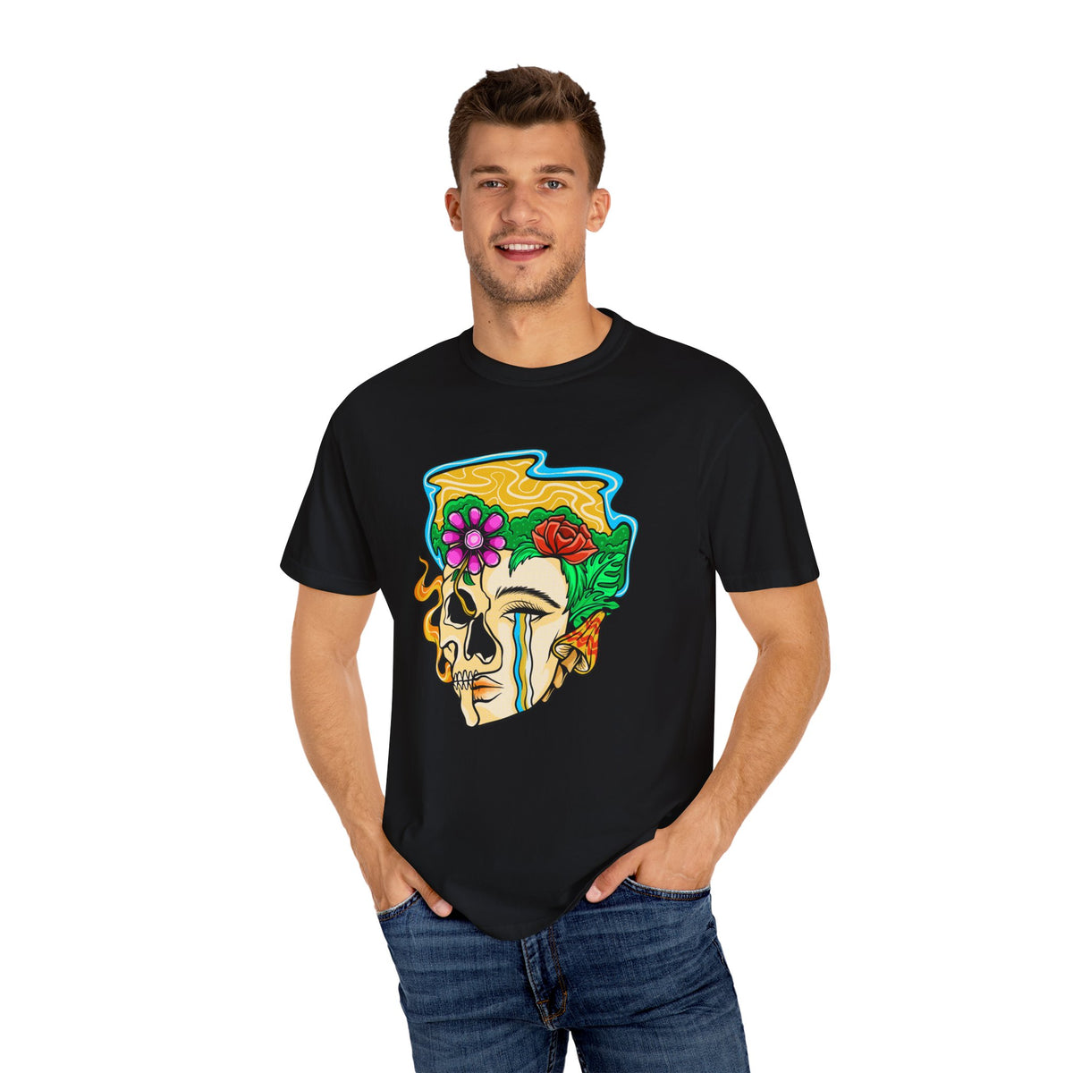 Floral Skull Shirt - Skeleton Graphic Tee - Artistic Gift