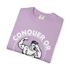 Conquer Fitness Motivation Graphic T-Shirt - Victory Design