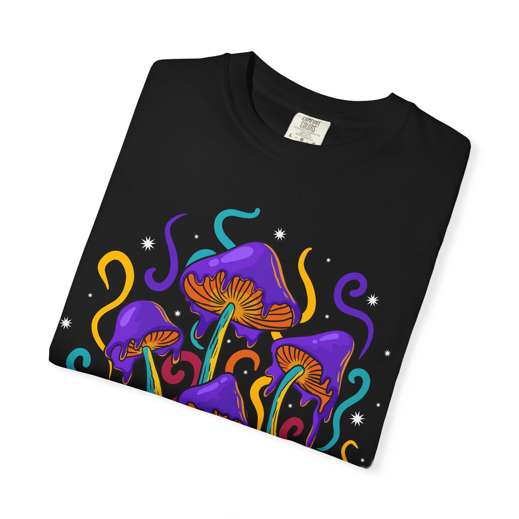 Psychedelic Mushroom Tee - Groovy Fungi Art Purple Gift - Sinful Threads