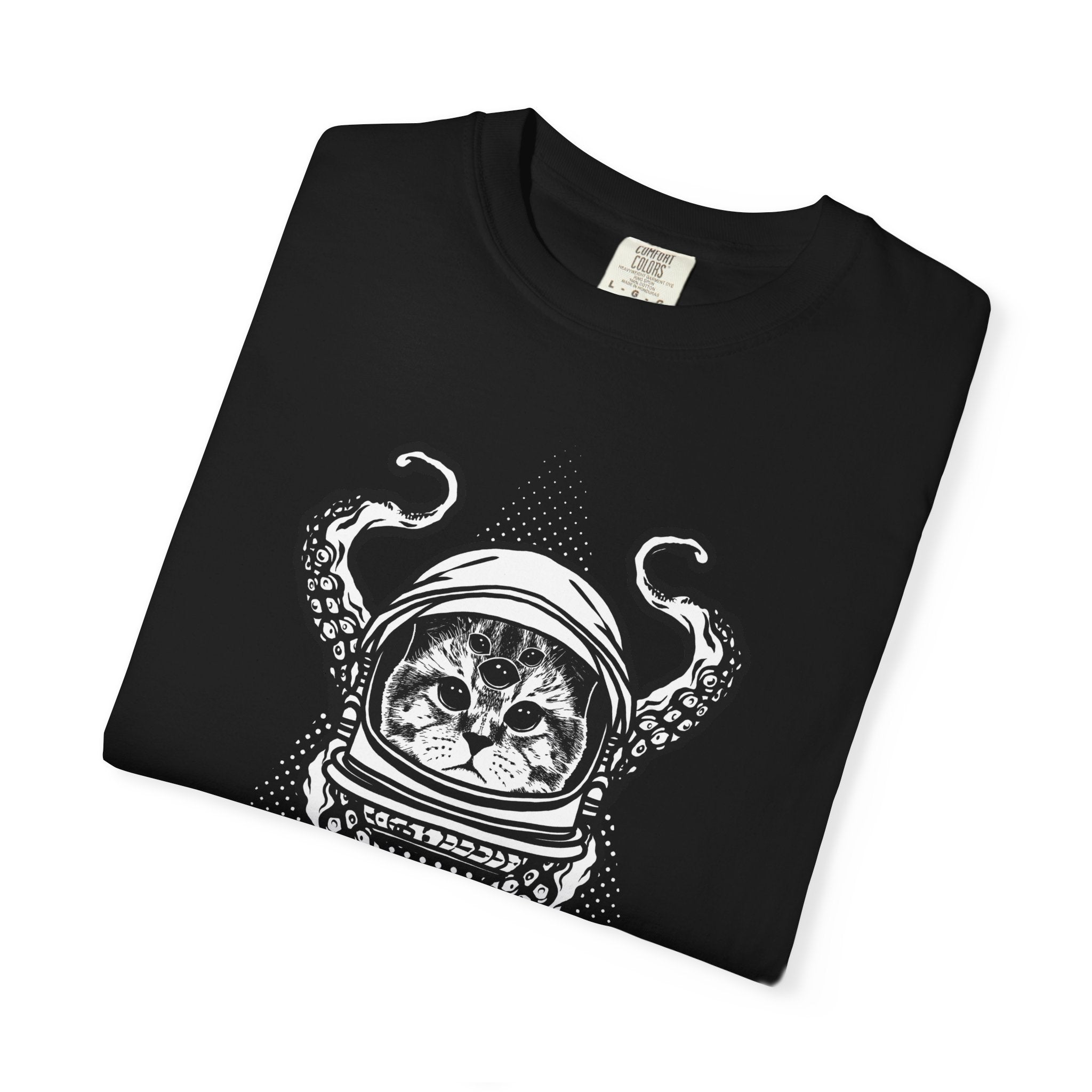 Alien Cat Tee - Octopus Graphic Shirt - Cosmic Surreal Art - Sinful Threads