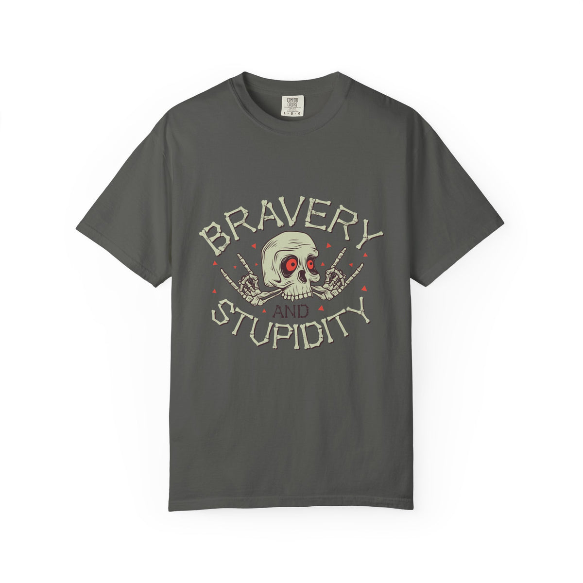 Funny Skull Shirt - Bravery Stupidity Tee - Cool Graphic