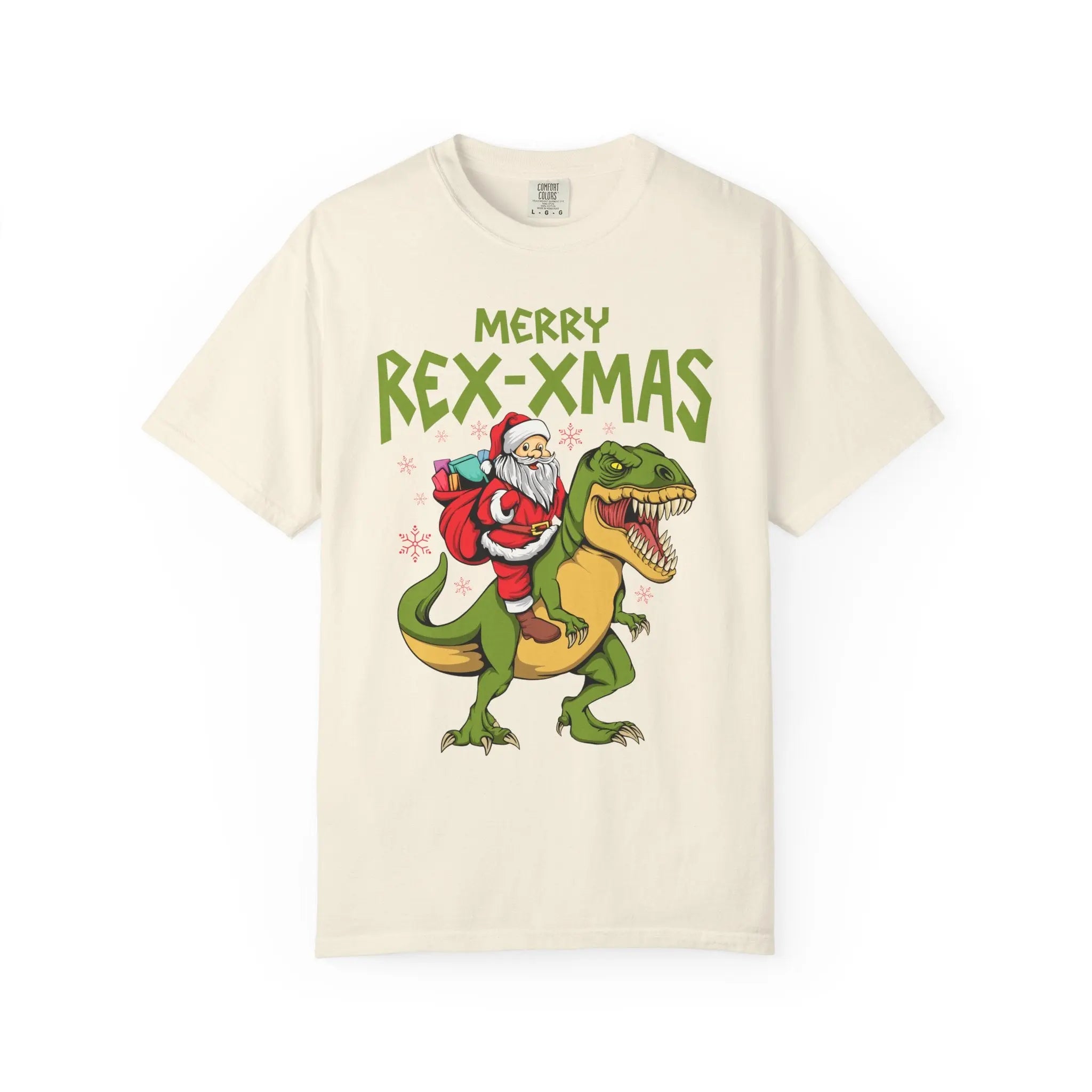 Merry Rex Xmas Tee - Funny Santa Dinosaur Gift - Sinful Threads