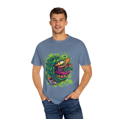 Green Slimy Ghost Tee – 80s Movie Fan Shirt with Humor
