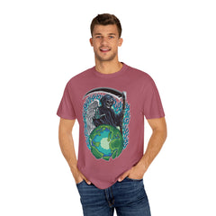Grim Reaper Tee – Blue Flames Skull Gothic Death Shirt