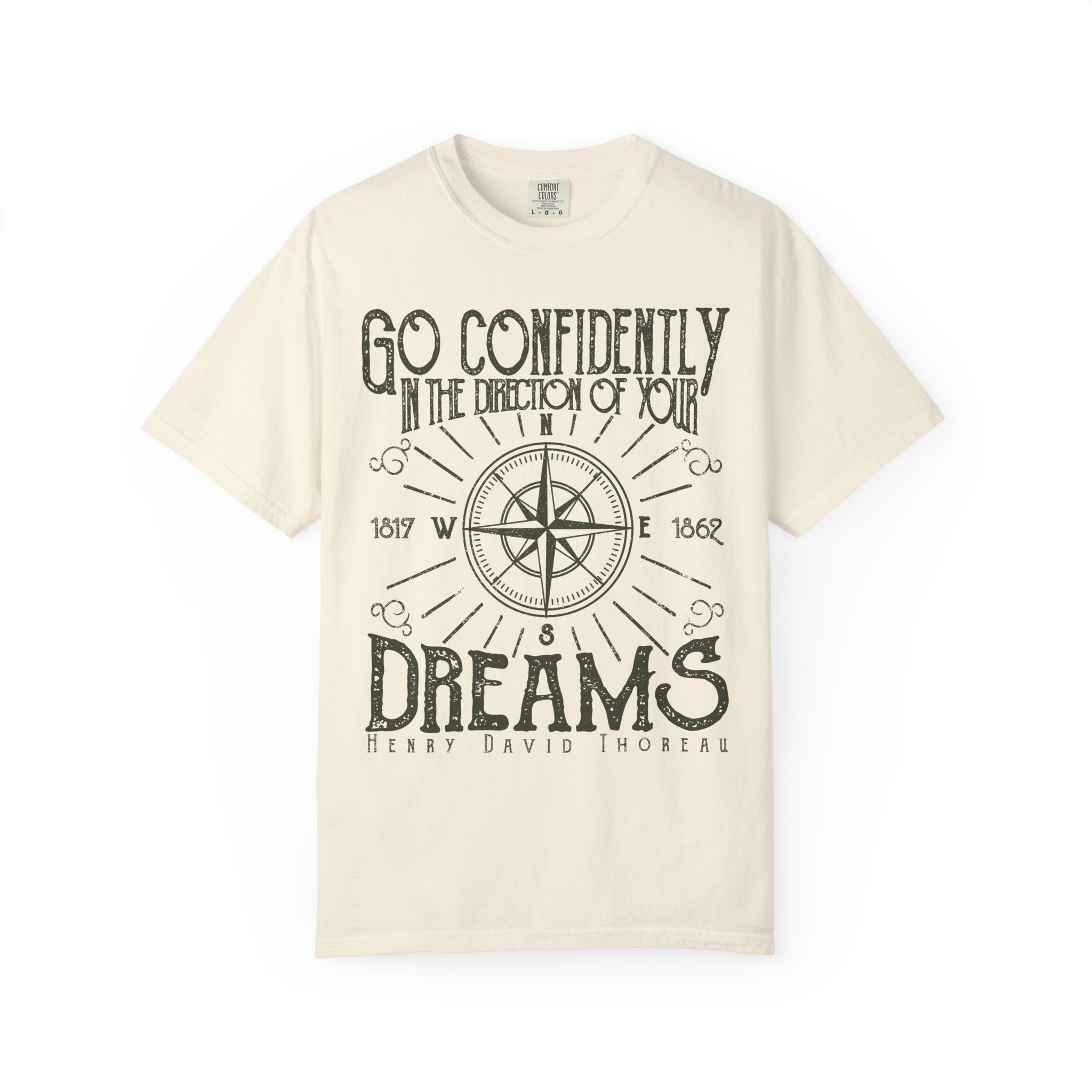 Go Confidently Dreams Henry David Thoreau Design T-Shirt - Sinful Threads