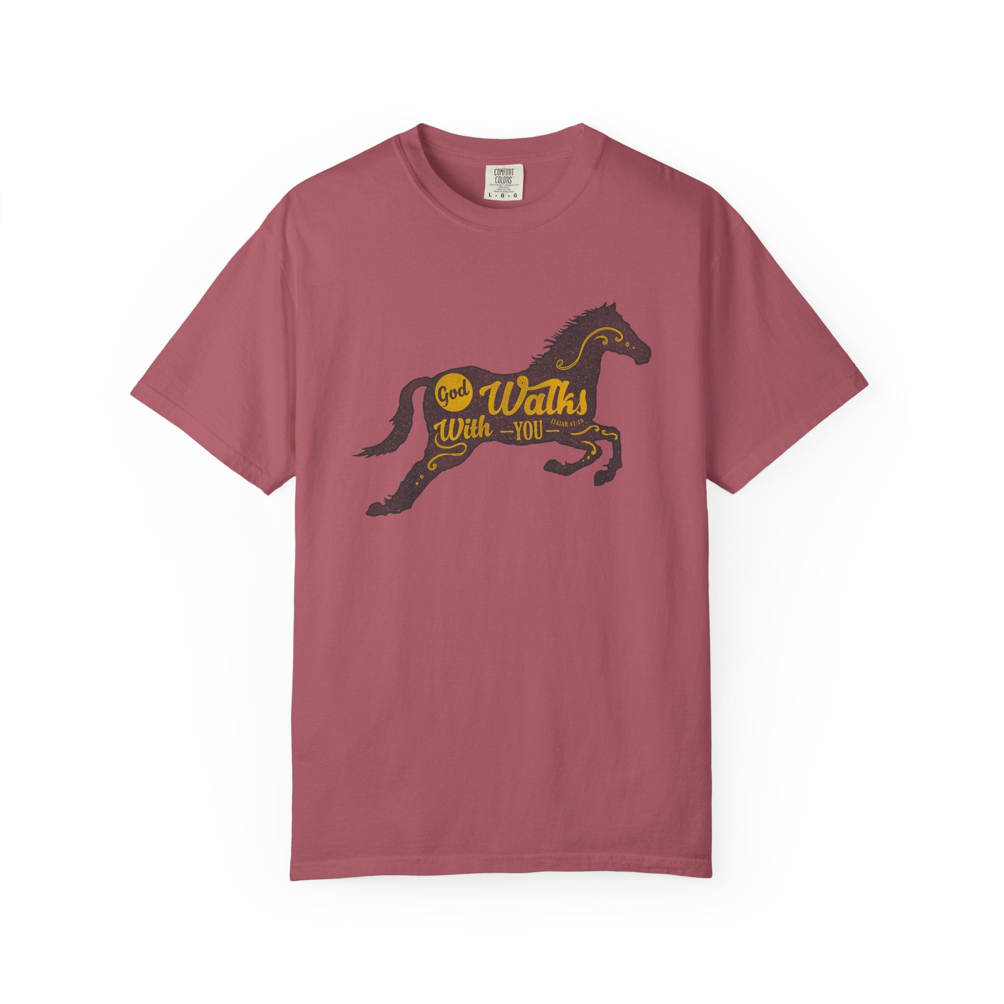 God Walks With You Isaiah 41 10 Religious Horse T-Shirt - Sinful Threads