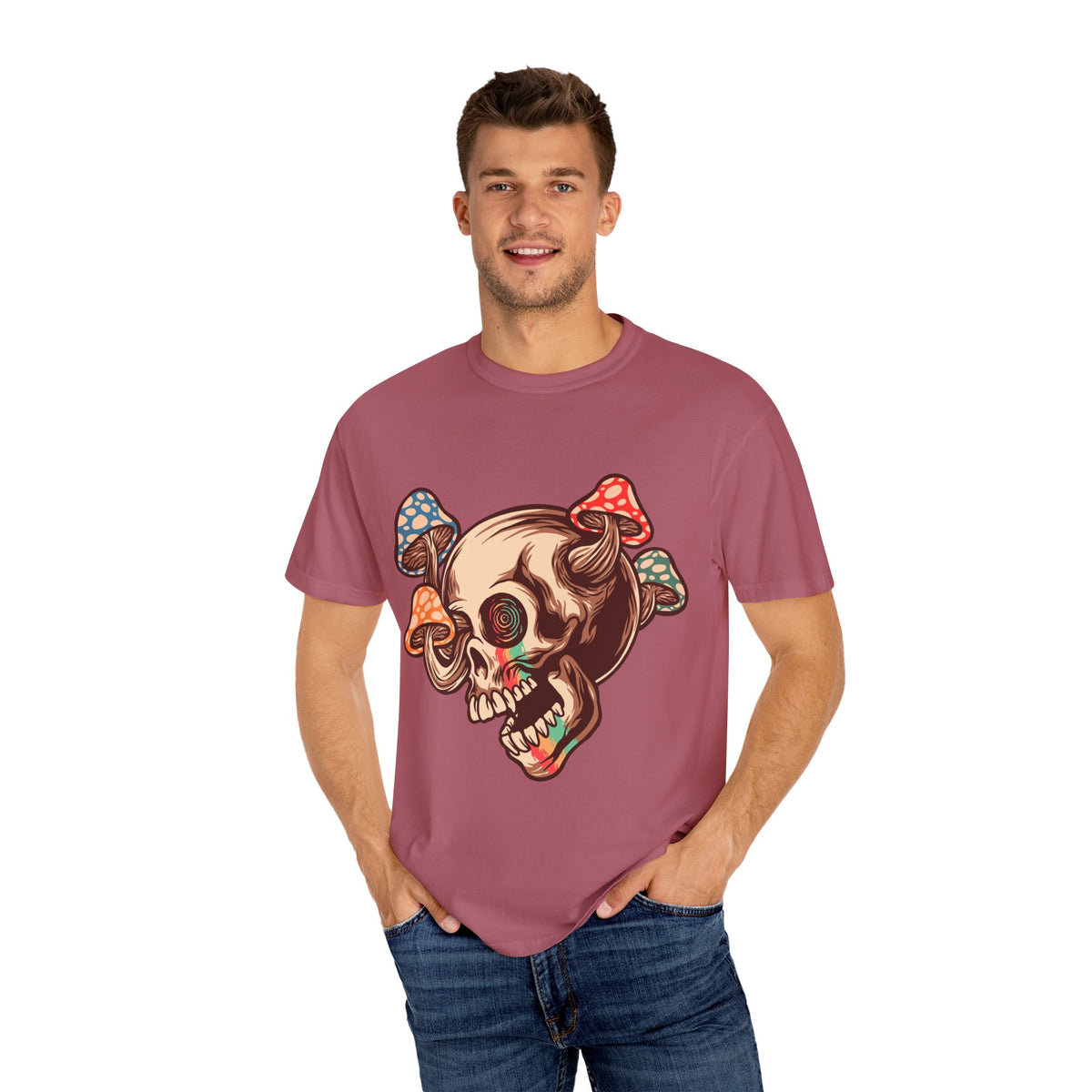 Skull Mushroom Tee - Trippy Psychedelic Graphic Gift