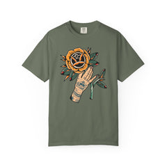 Tattoo Rose Shirt - Hand Holding Flower Tee, Artistic Gift