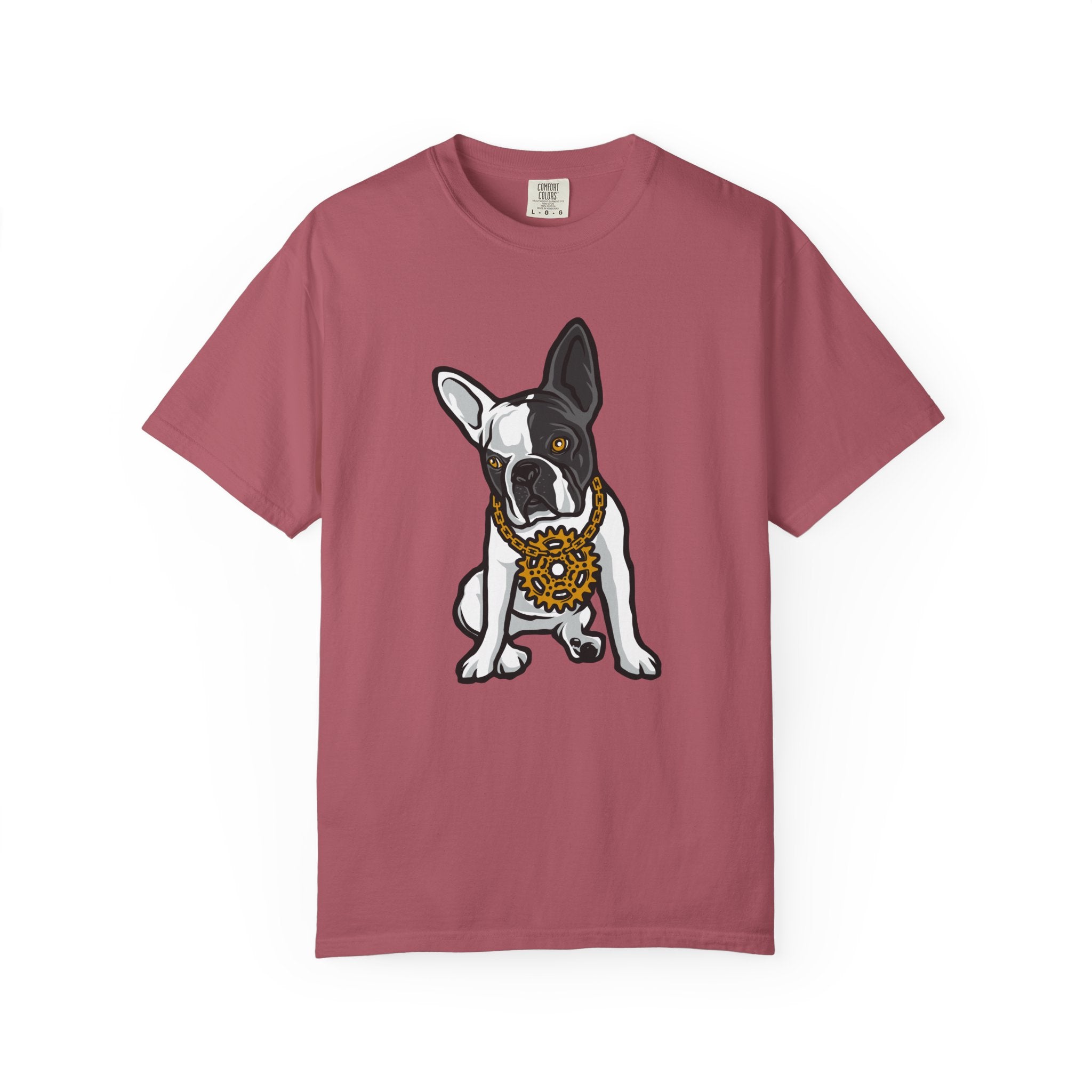 Cartoon French Bulldog with Gear Necklace Cool Dog T-Shirt - Sinful Threads