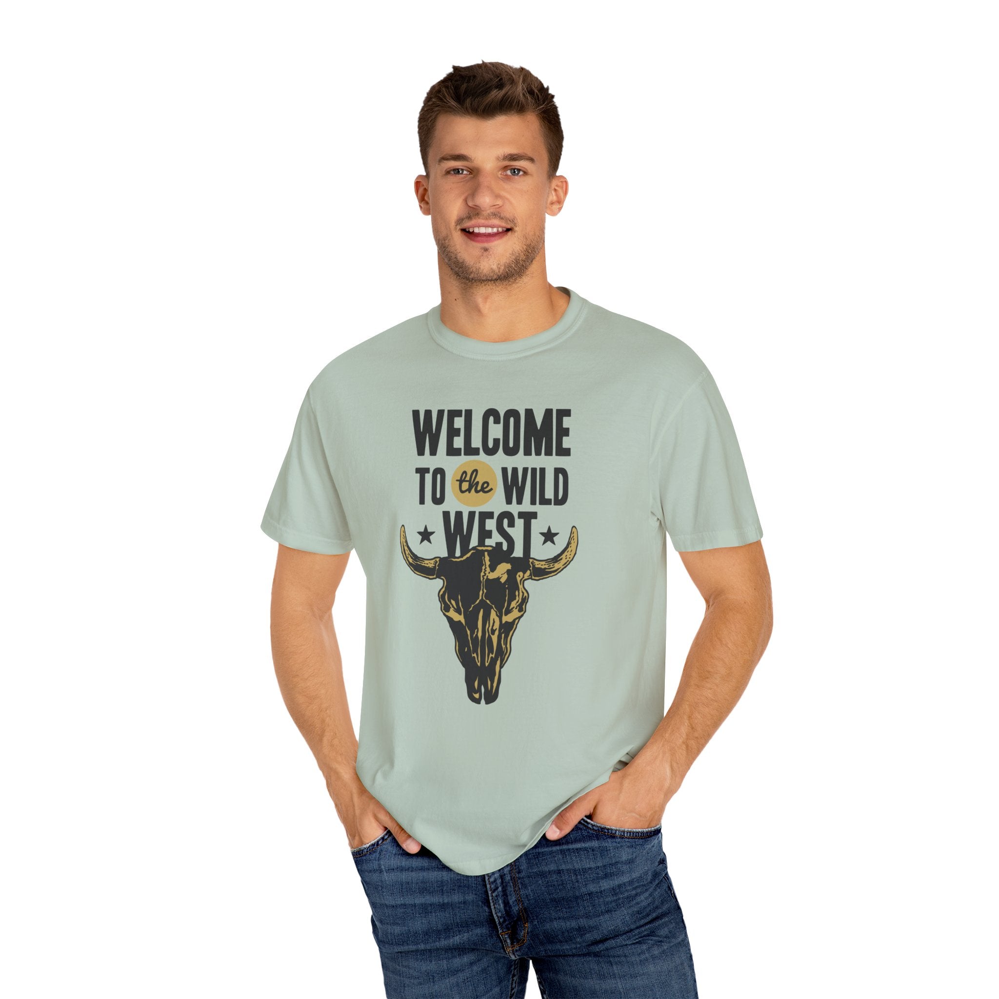 Welcome To The Wild West Graphic Design Bull T-Shirt - Sinful Threads