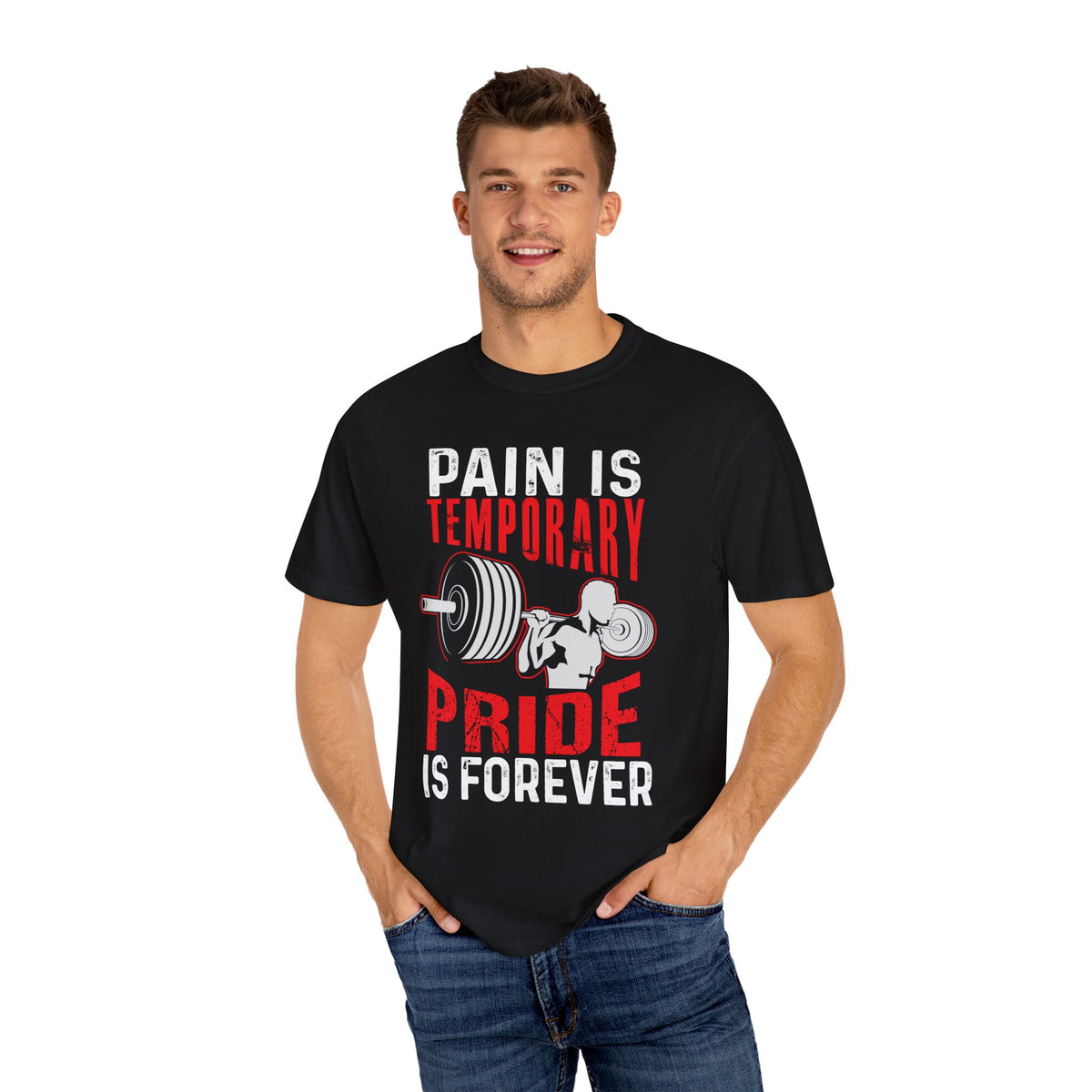 Pain is Temporary Pride Forever Gym Motivation Tee - Premium