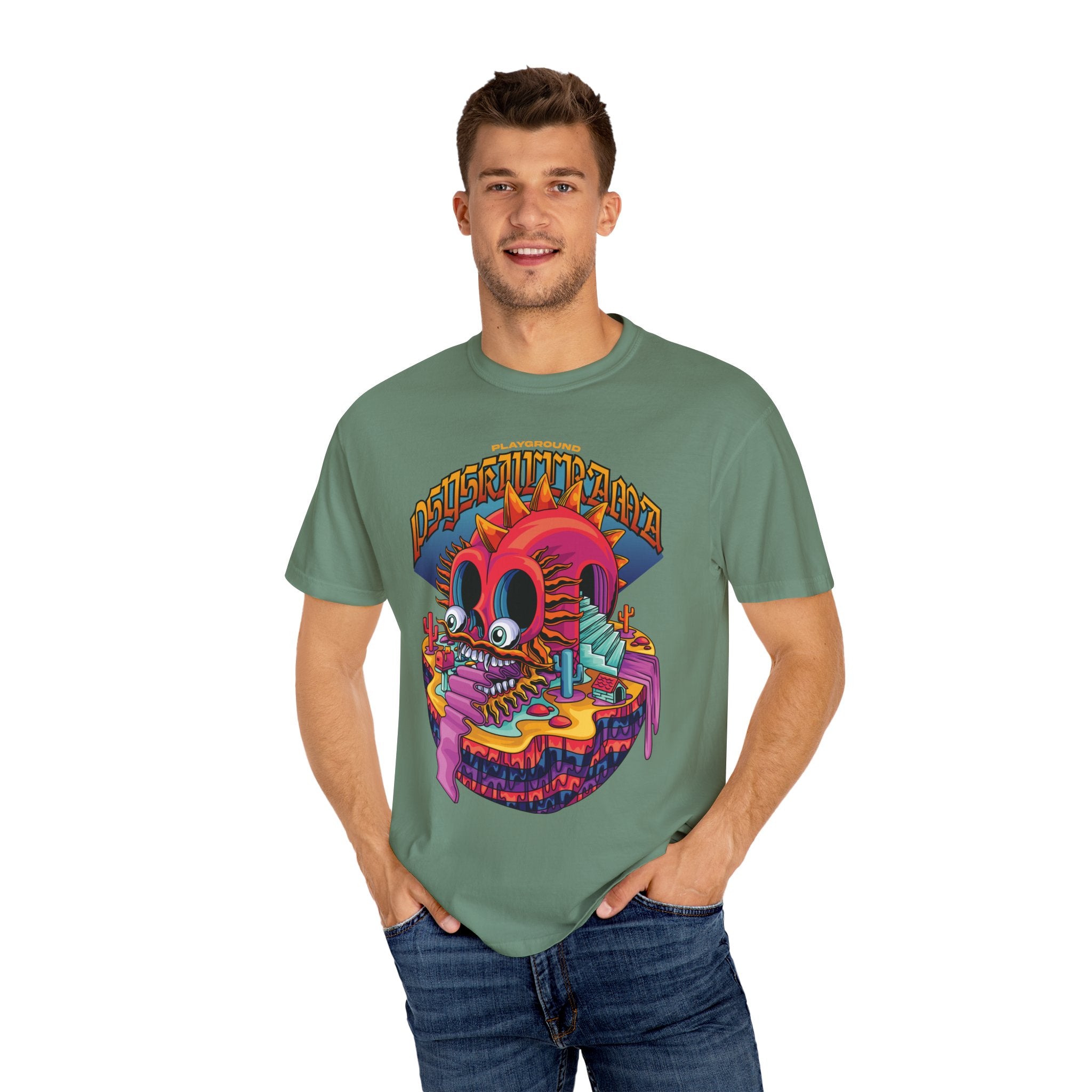 Surreal Skull Playground Tee – Weirdcore Skull Shirt – Colorful Art - Sinful Threads