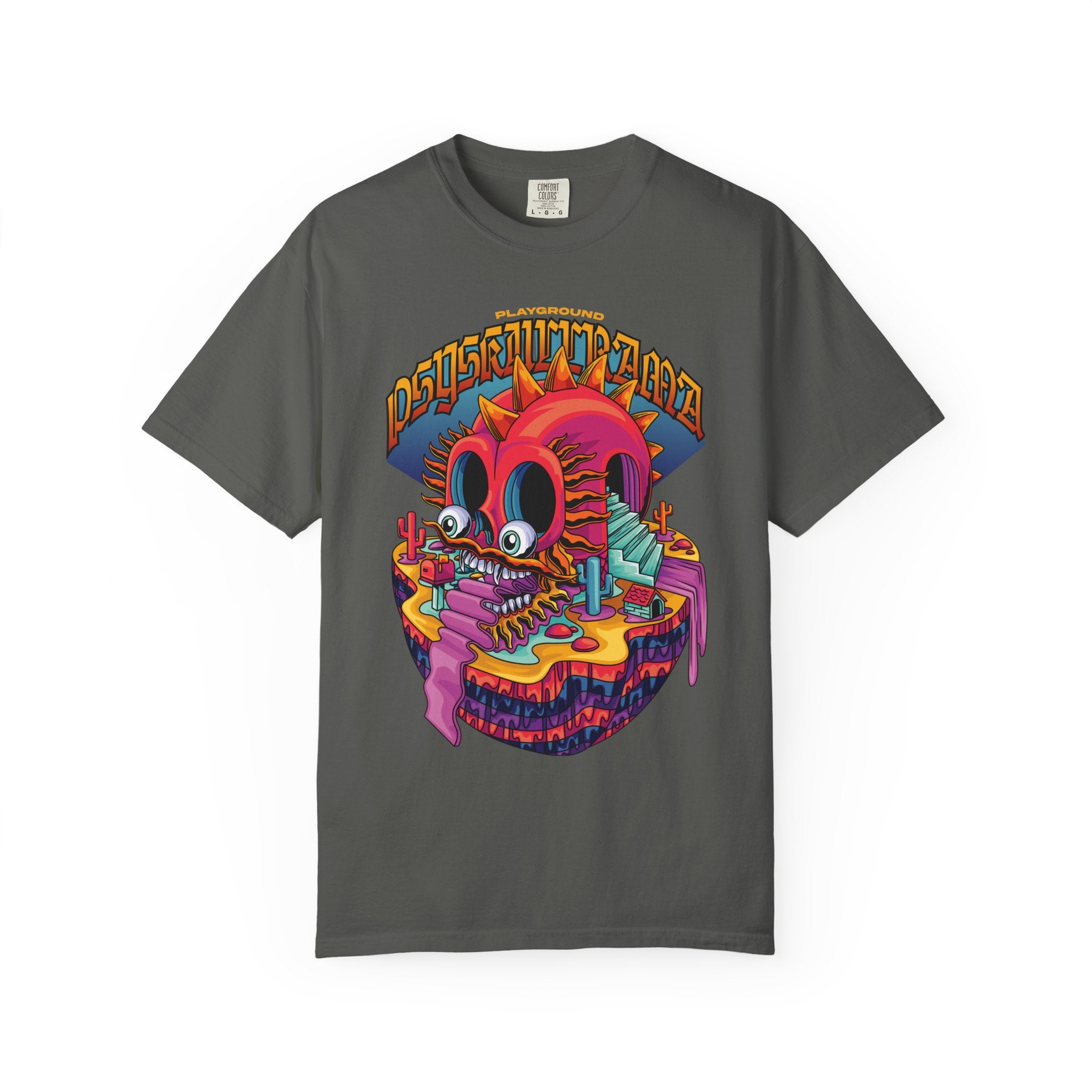 Surreal Skull Playground Tee – Weirdcore Skull Shirt – Colorful Art - Sinful Threads