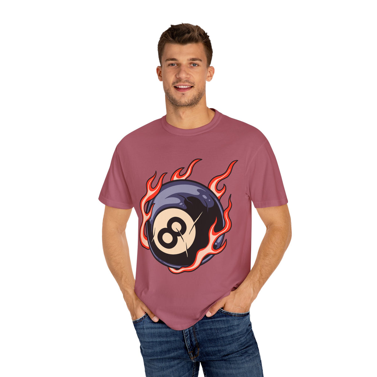Billiards Player Shirt - Flaming Eight Ball - Pool Player Gift - Sinful Threads