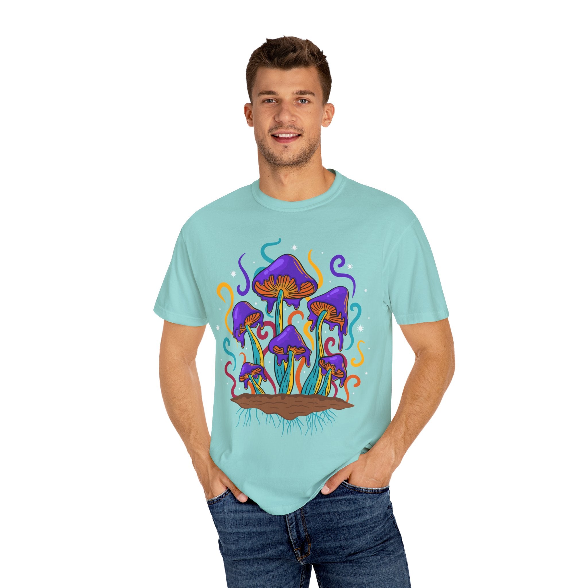Psychedelic Mushroom Tee - Groovy Fungi Art Purple Gift - Sinful Threads