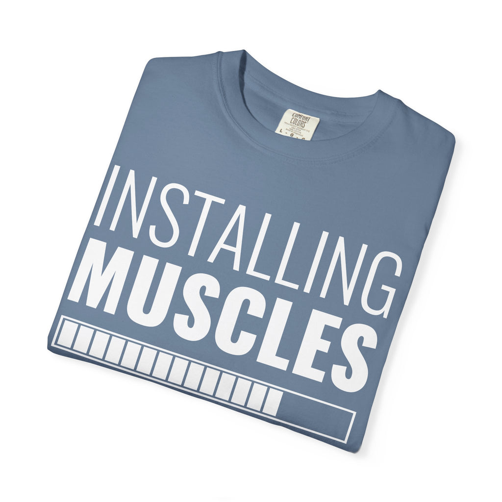Installing Muscles Loading Bar T-Shirt - Funny Gym - Sinful Threads