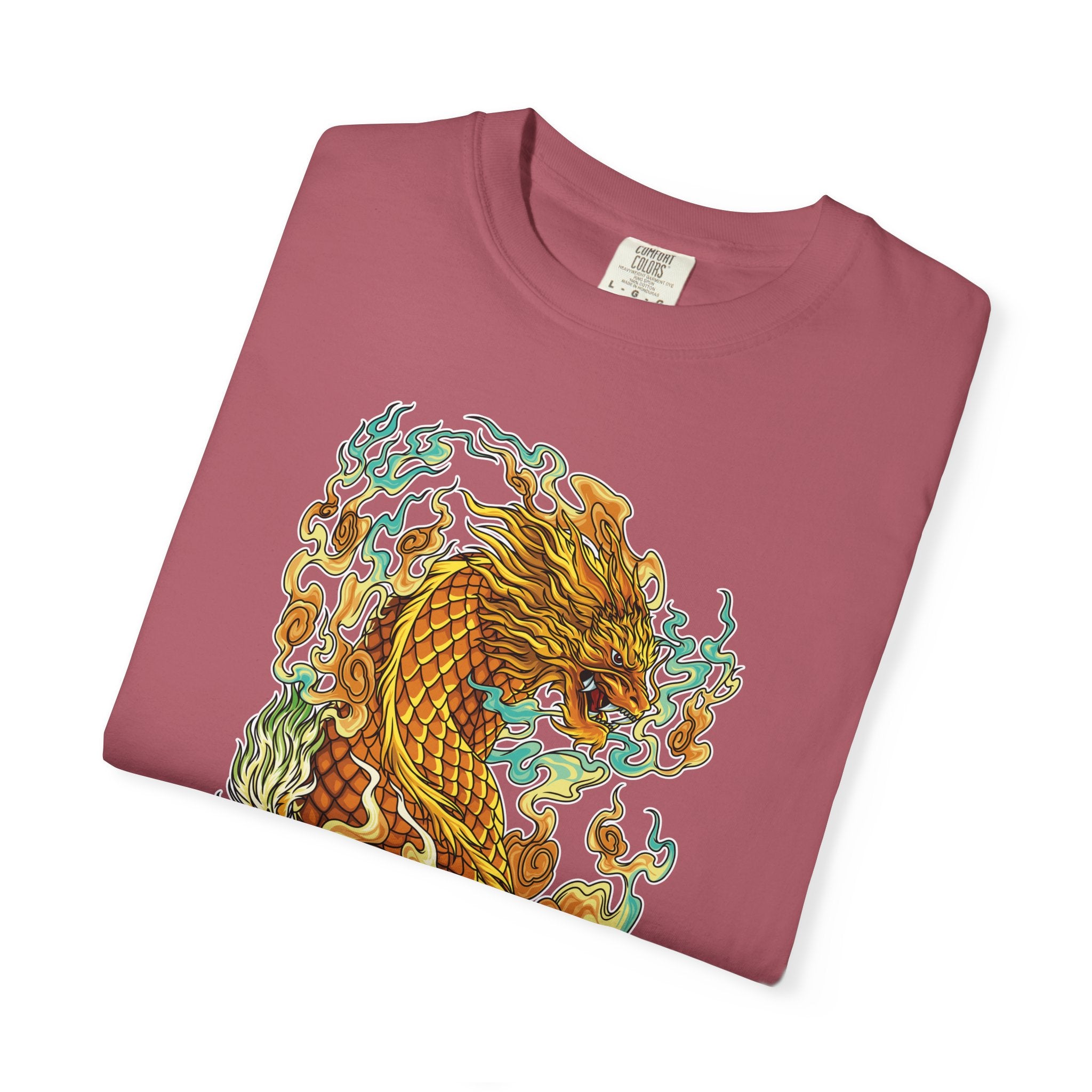 Golden Dragon Graphic Tee – Fantasy Creature Top - Sinful Threads