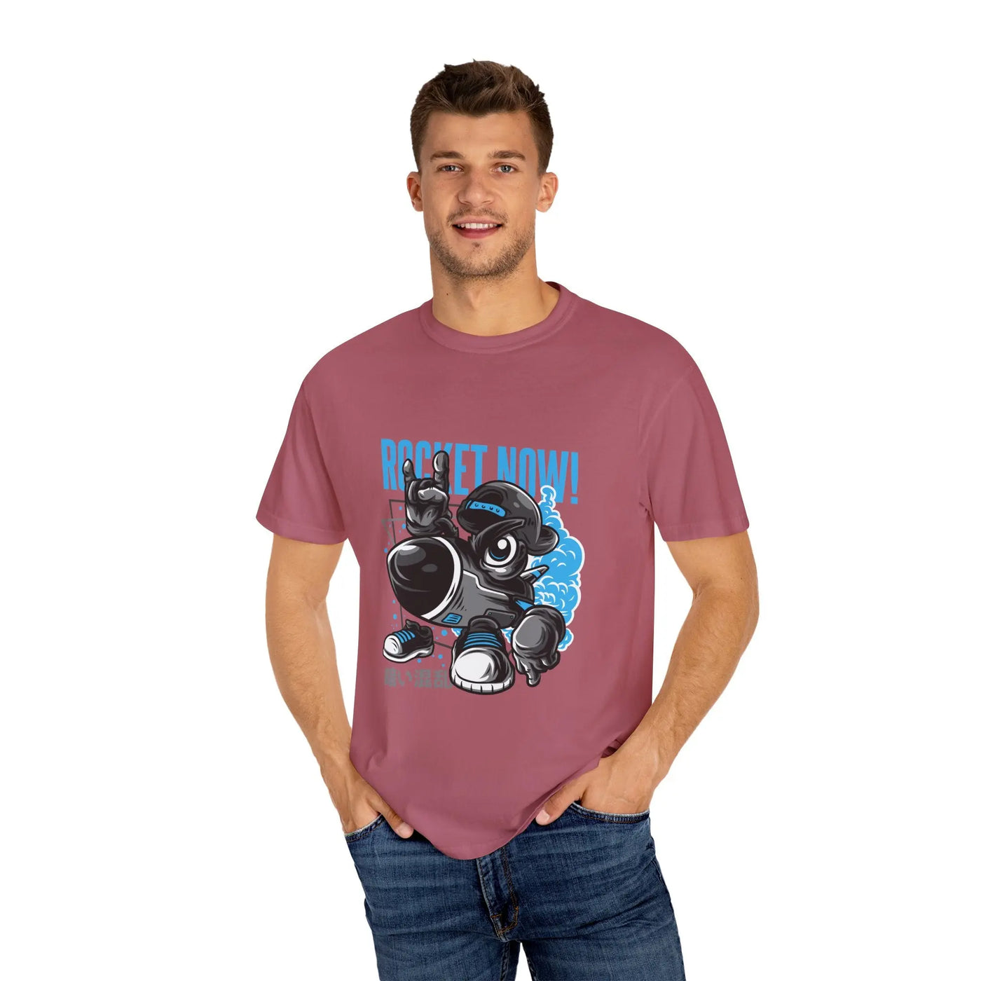 Rocket Now Cartoon Graphic Unisex Relaxed Fit T-Shirt - Sinful Threads