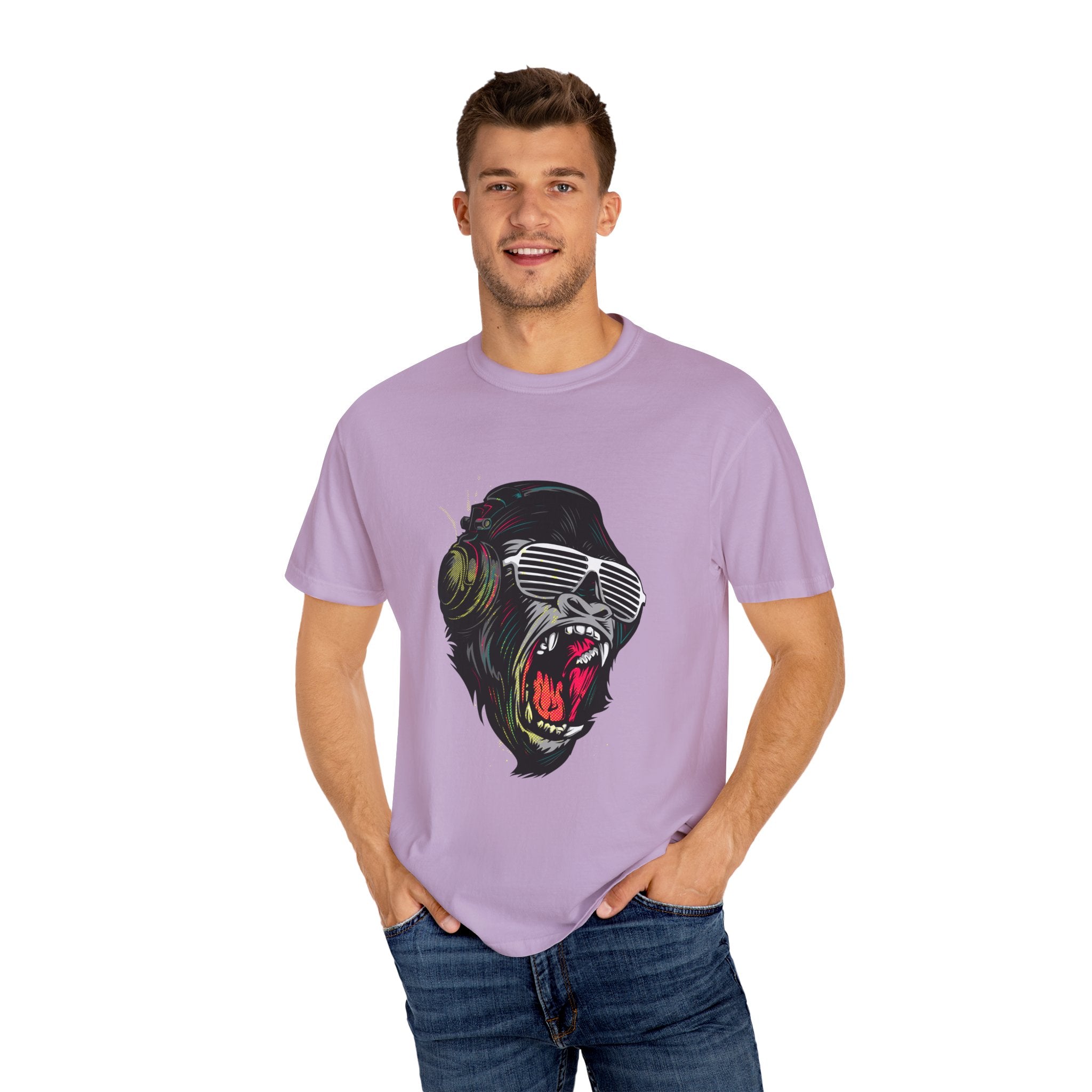 Angry Gorilla With Headphones And Glasses Design T-Shirt - Sinful Threads