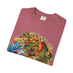Japanese Dragon Tee - Fire Water Mythical - Koi Art Gift