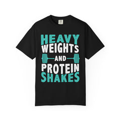 Heavy Weights Protein Shakes Gym Workout T-Shirt for Lifters