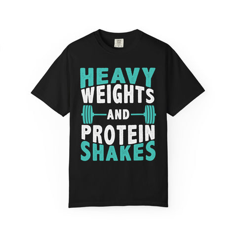 Heavy Weights Protein Shakes Gym Workout T-Shirt for Lifters
