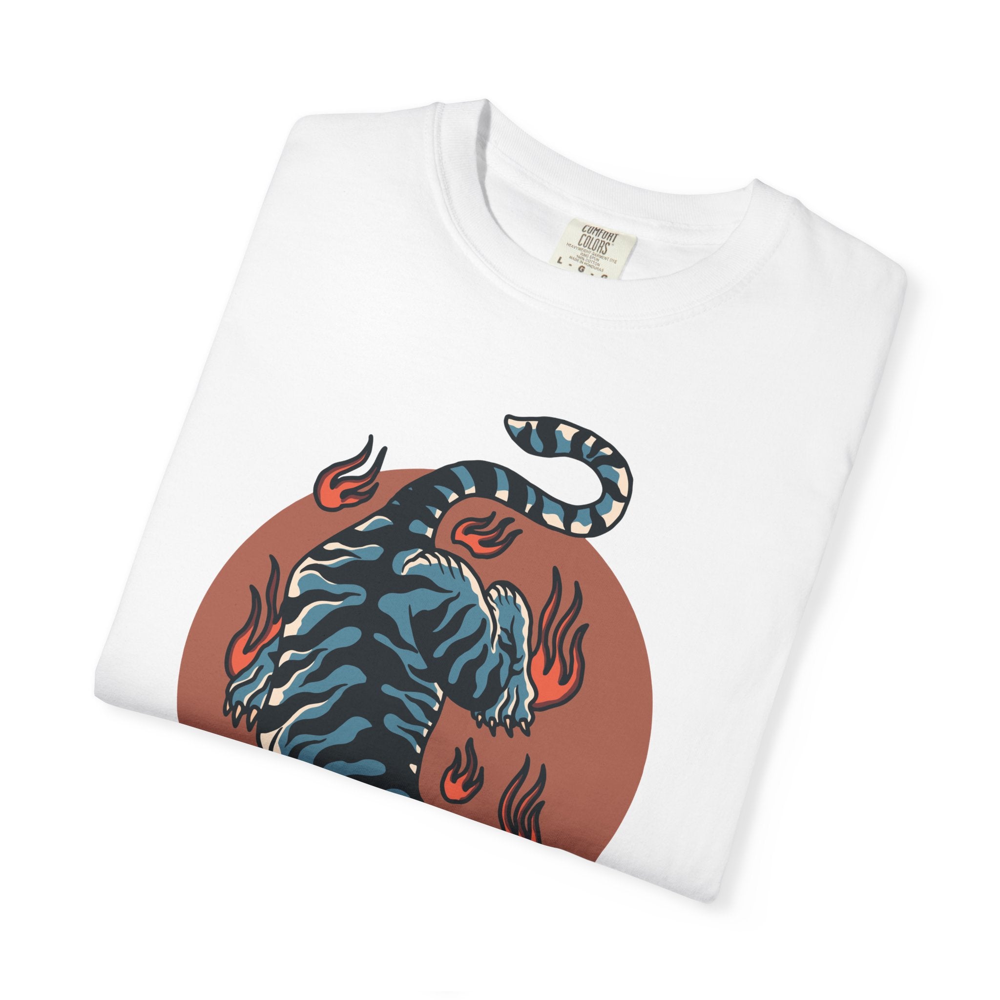 Blue tiger shirt - flame design tee - animal graphic gift - Sinful Threads