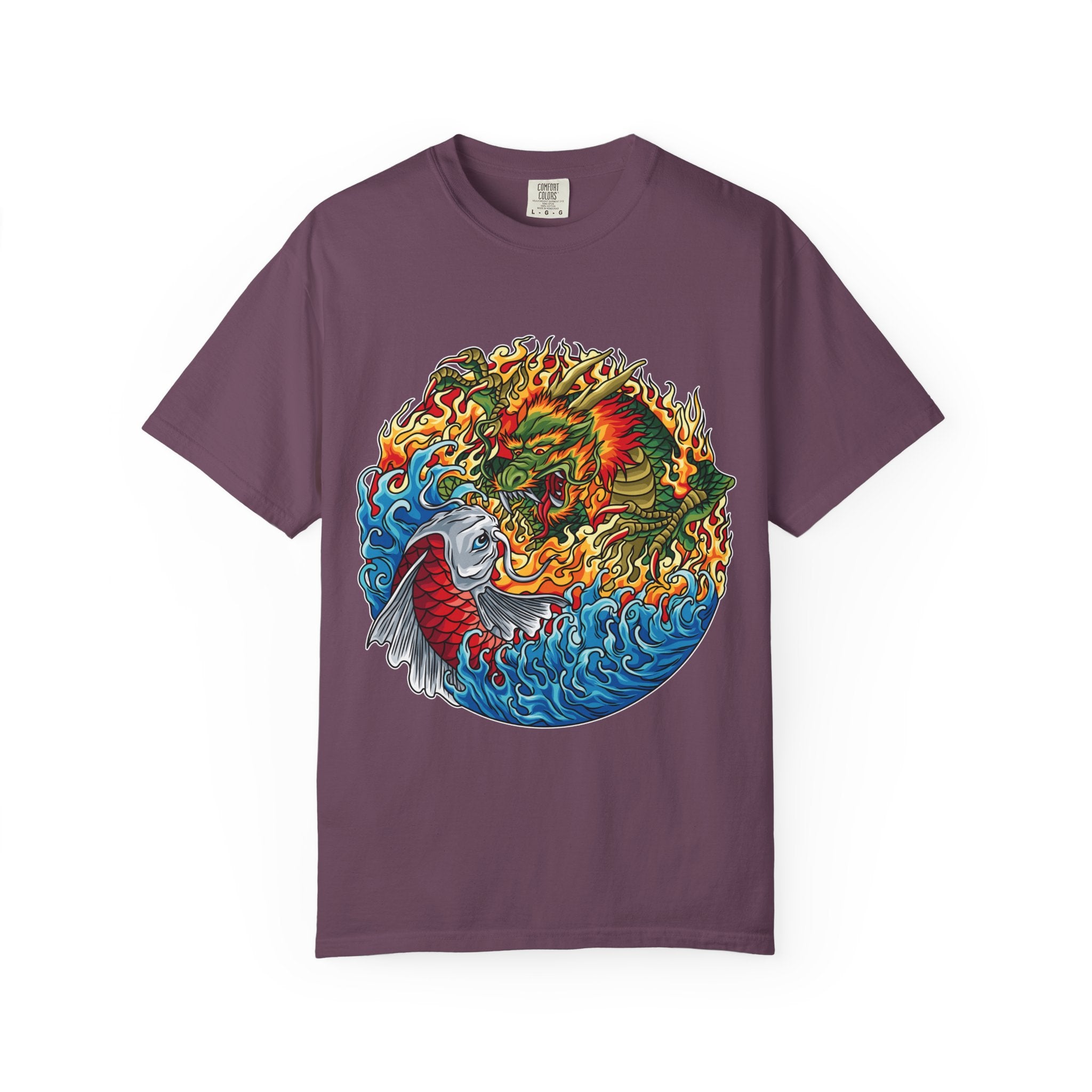 Japanese Dragon Tee - Fire Water Mythical - Koi Art Gift - Sinful Threads
