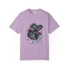 Dinosaur with Headphones Breaking Wall Graphic Design T-Shirt - Sinful Threads