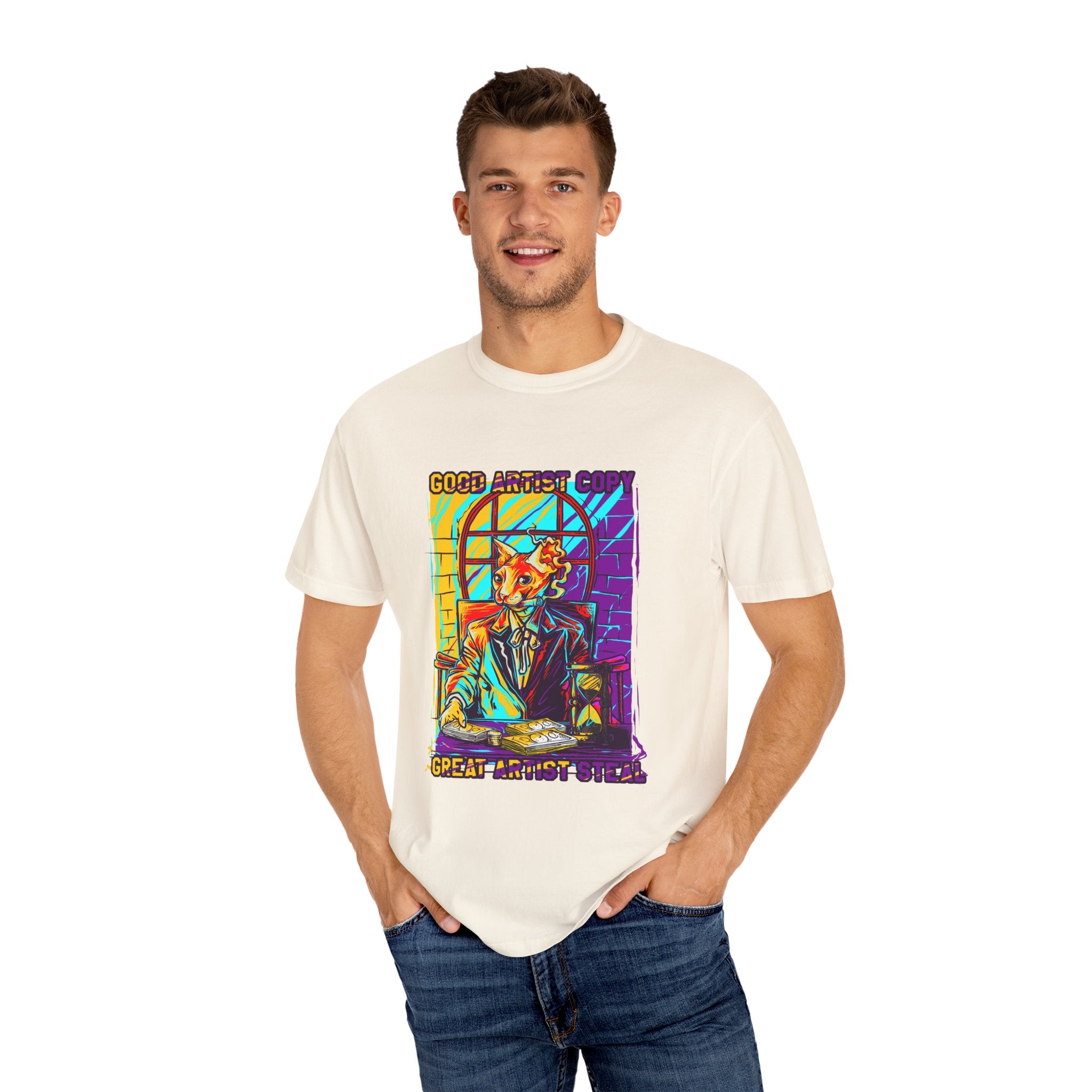Good Artist Copy Great Artist Steal Funny Cat T-Shirt - Sinful Threads