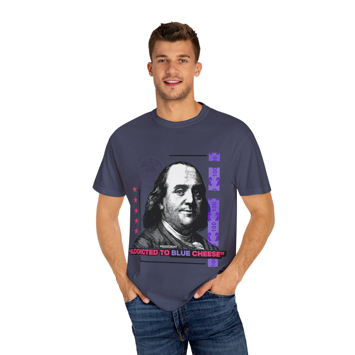 Blue Cheese Tee – Ben Franklin Dollar Bill Streetwear