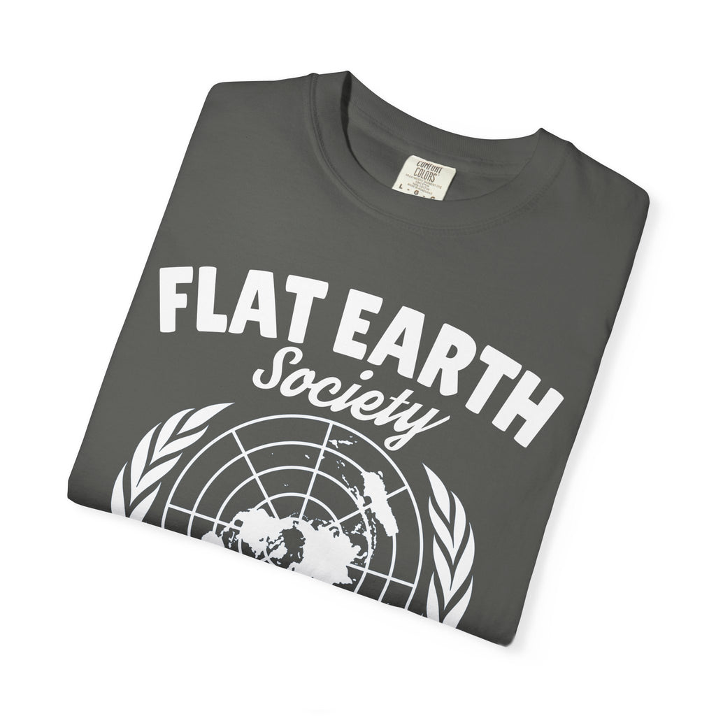 Flat Earth Society Question Everything Funny Design T-Shirt - Sinful Threads