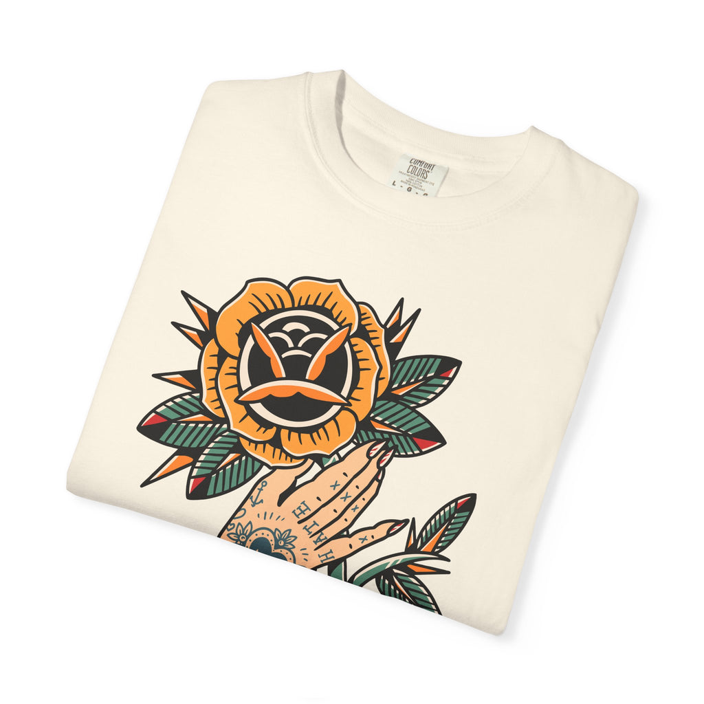 Tattoo Rose Shirt - Hand Holding Flower Tee, Artistic Gift - Sinful Threads