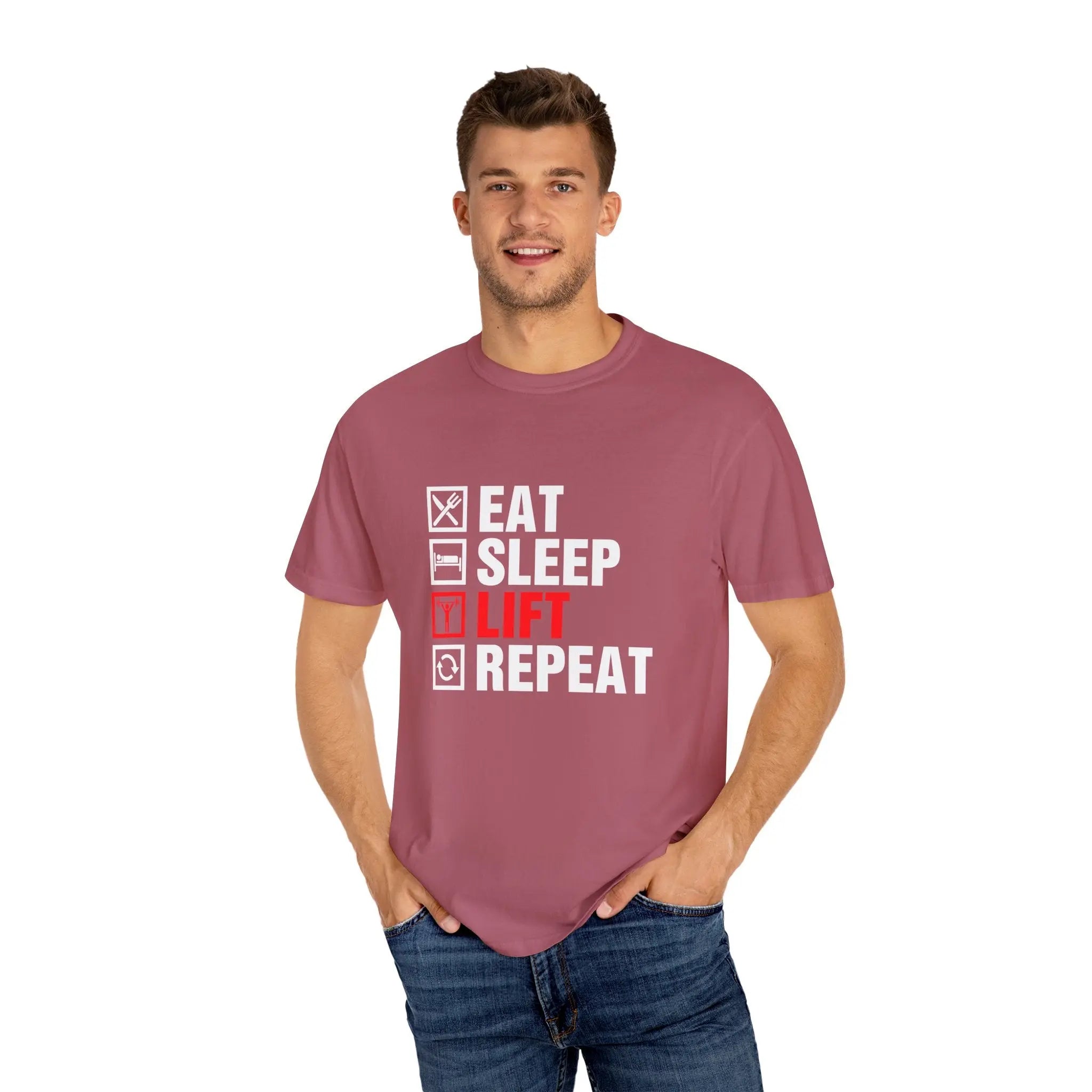 Eat Sleep Lift Repeat Fitness Training Motivation T-Shirt Printify