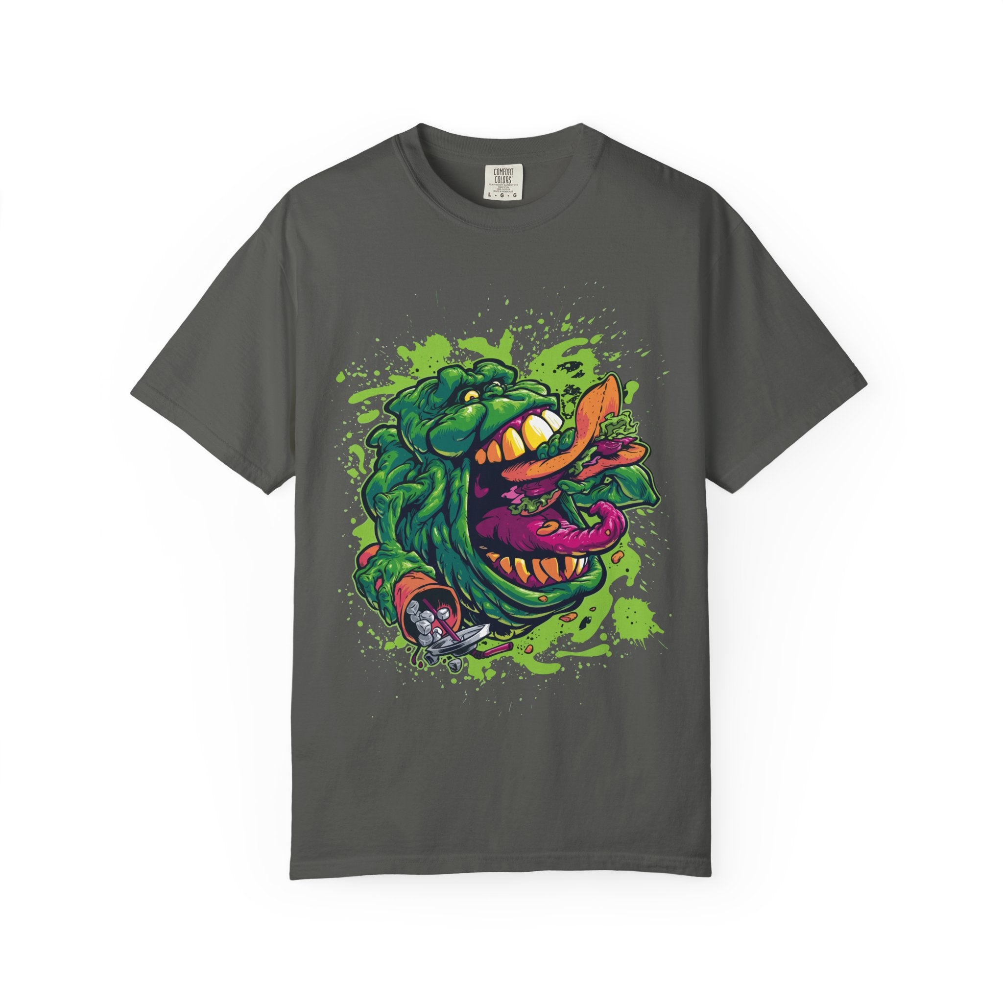 Green Slimy Ghost Tee – 80s Movie Fan Shirt with Humor - Sinful Threads