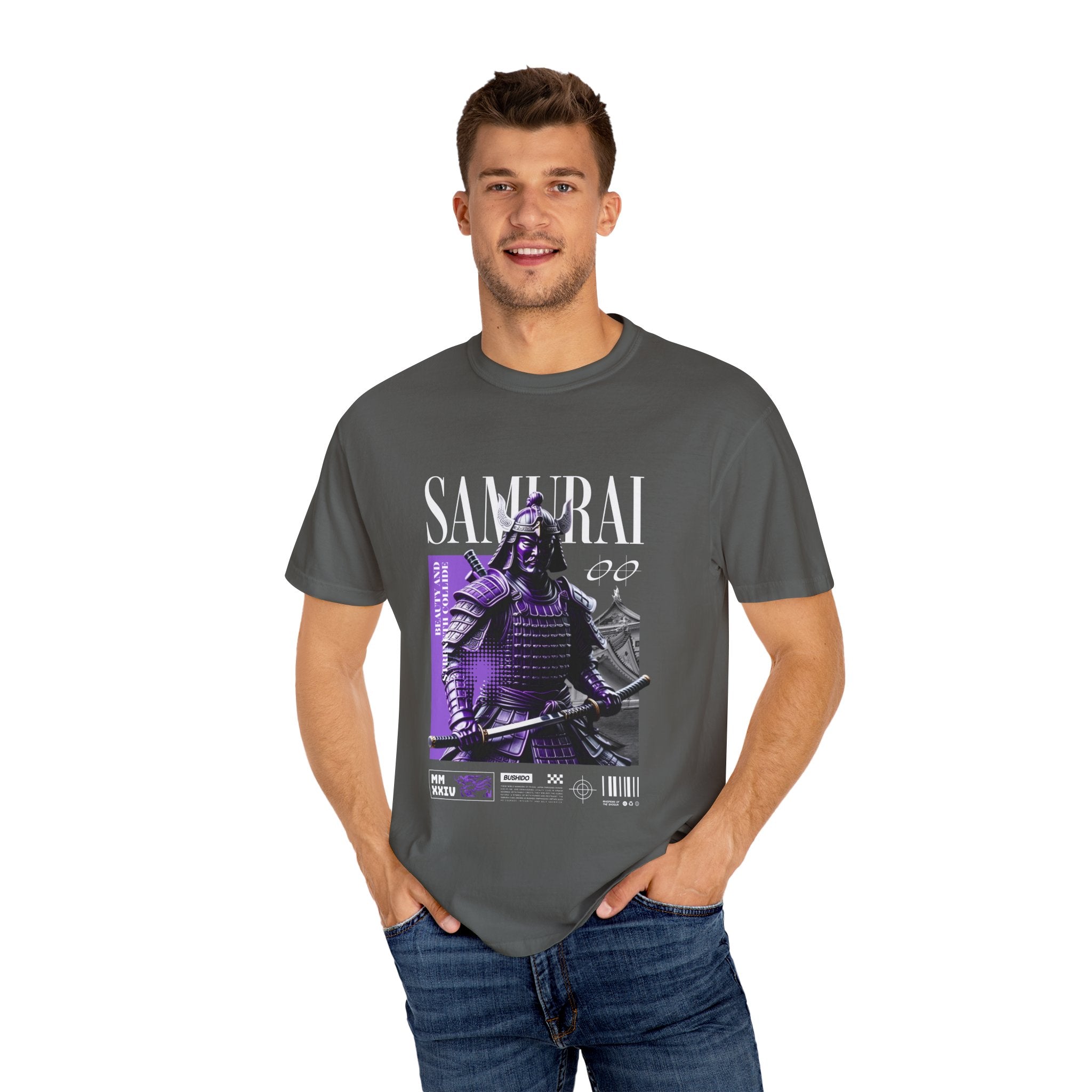 Samurai Warrior Tee - Purple Bushido Graphic - Perfect Gift - Sinful Threads
