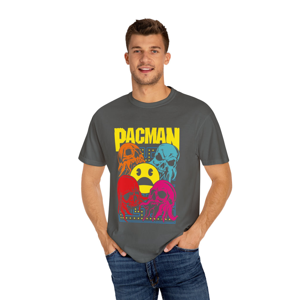80s Arcade Pacman Ghost Skull Tee Retro Gaming Geeky Gift - Sinful Threads