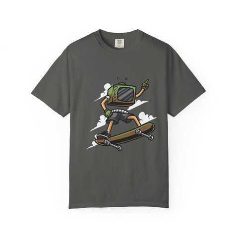 TV Head Skater Shirt - Retro Television Tee - Funny Geek Gift