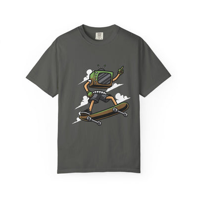 TV Head Skater Shirt - Retro Television Tee - Funny Geek Gift - Sinful Threads