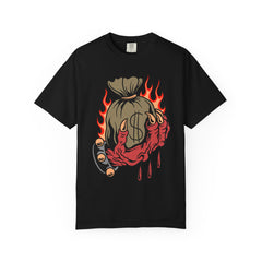 Money Bag Shirt - Devil's Hand Flaming Dollar Tattoo Tee