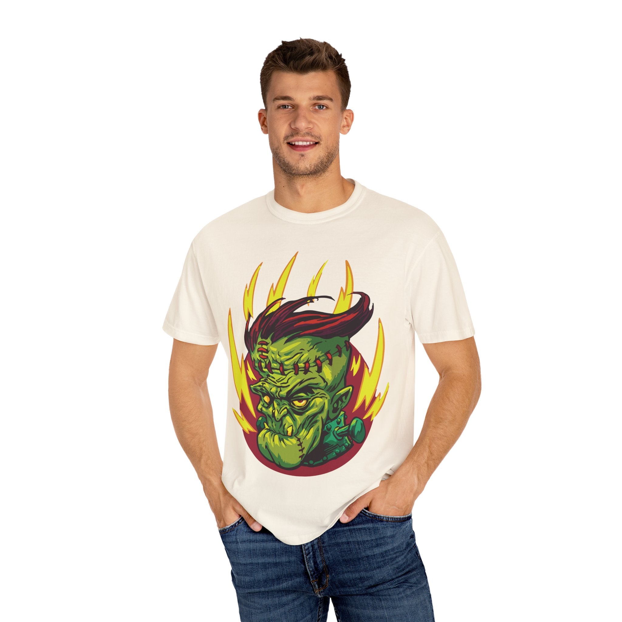 Frankenstein lightning tee - Retro horror monster streetwear shirt - Sinful Threads