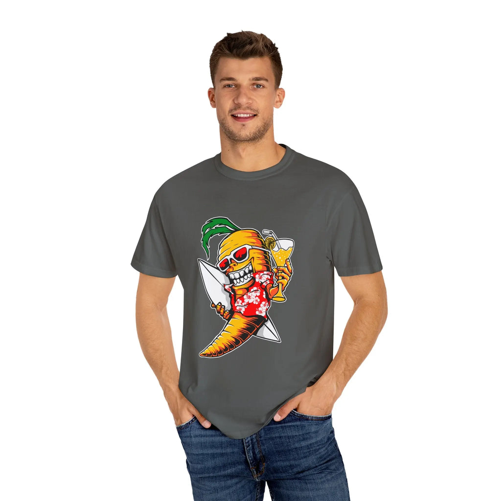 Surfing Carrot With a Drink Graphic Awesome T-Shirt - Sinful Threads