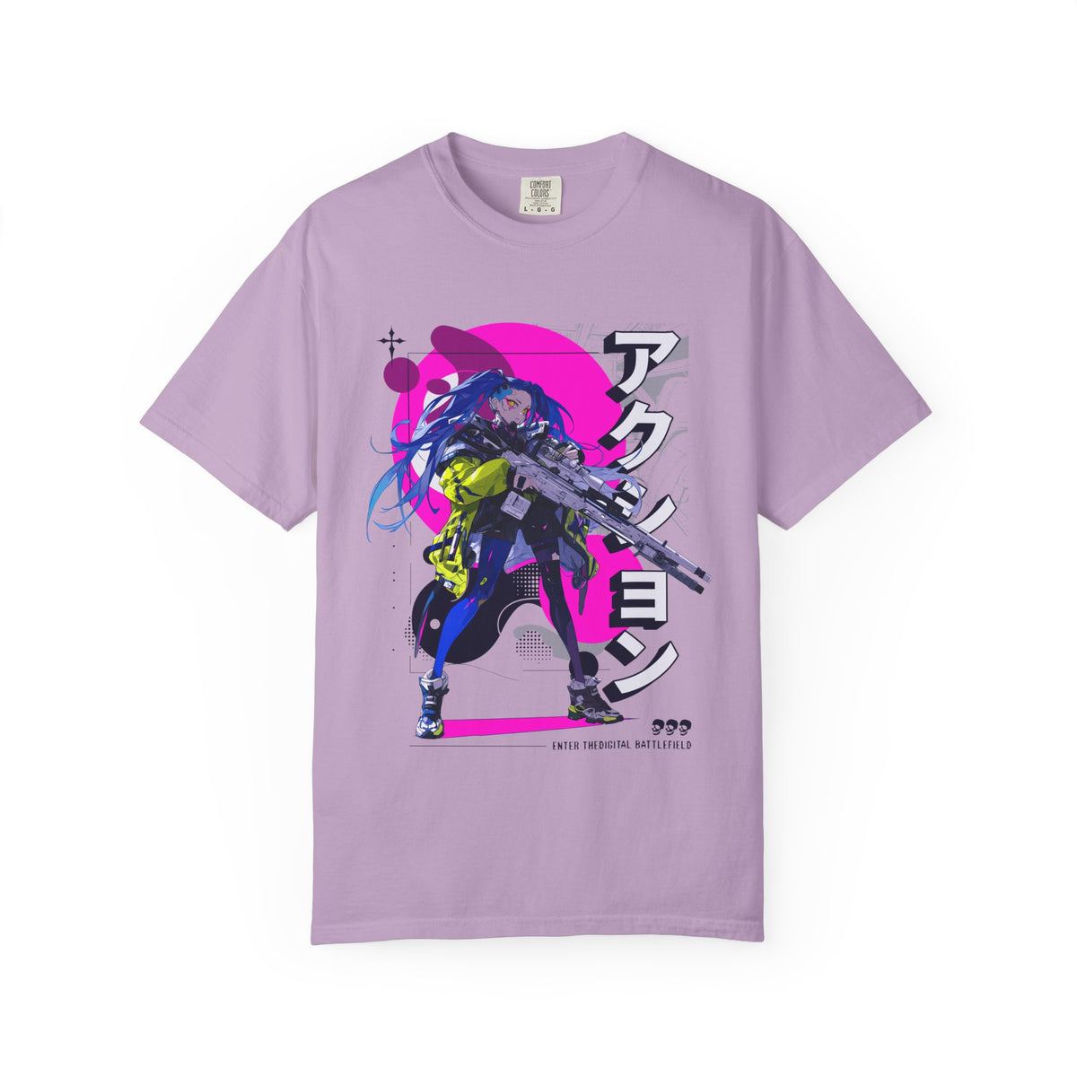 Cyberpunk Girl Tee - Futuristic Manga Gun Streetwear